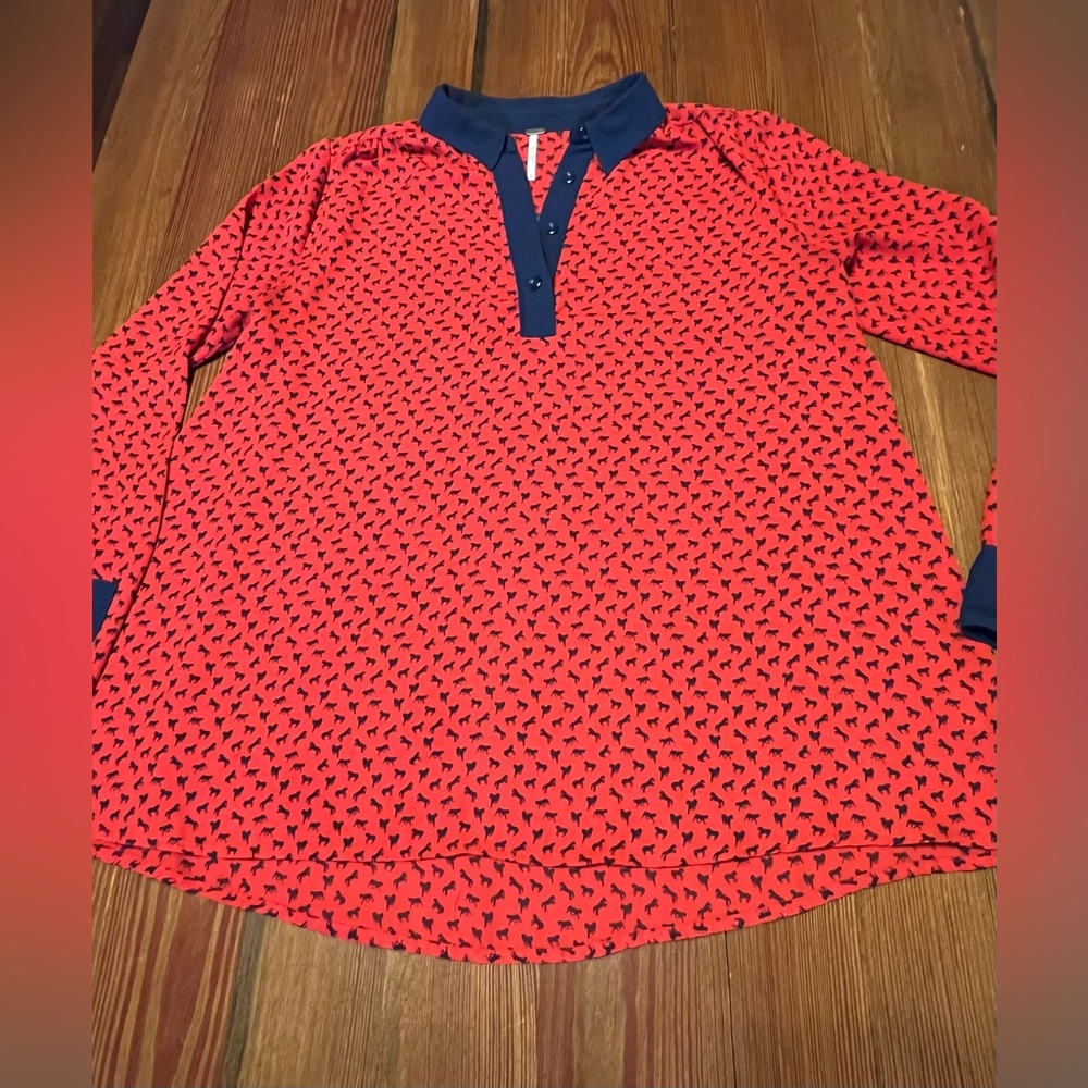 Free People Horse Print Blouse XS